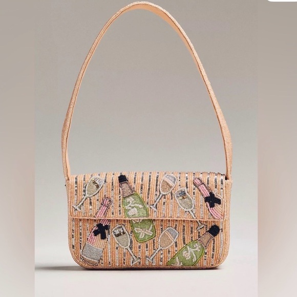 Anthropologie Handbags - Anthropologie Champagne Fiona Beaded Bag, NWT